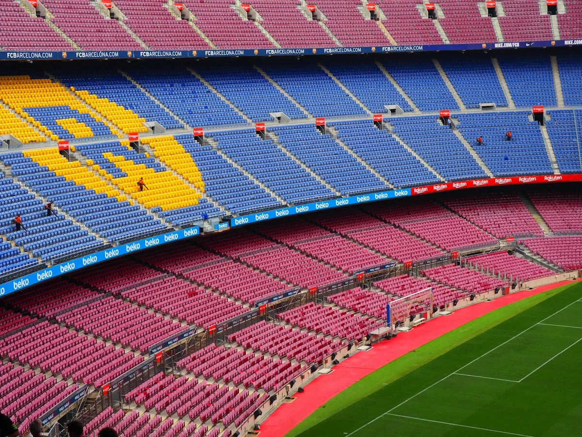 Archival view of the Camp Nou pitch and stands